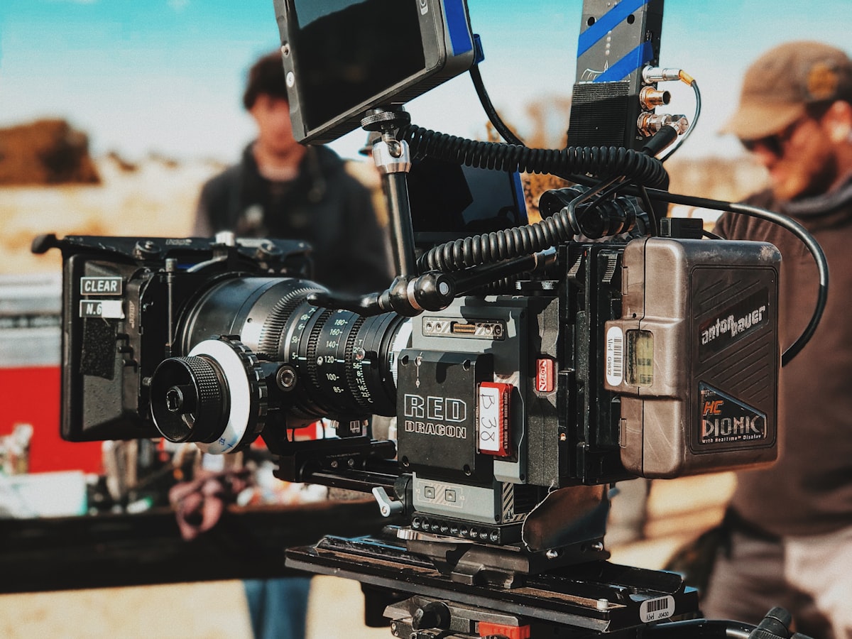 Cinema camera rig on a production set